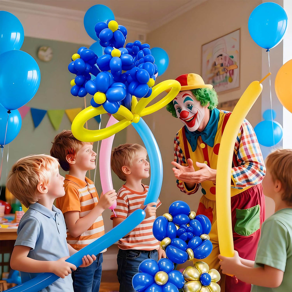 KAWKALSH 260 Blue Long Balloons – Thick, Durable Skinny Latex for Animal Twisting (100 pcs)