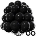 KAWKALSH Black Latex Balloons 110pcs - 12in Thickened, Durable Party Decor