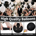 KAWKALSH Black Latex Balloons 110pcs - 12in Thickened, Durable Party Decor