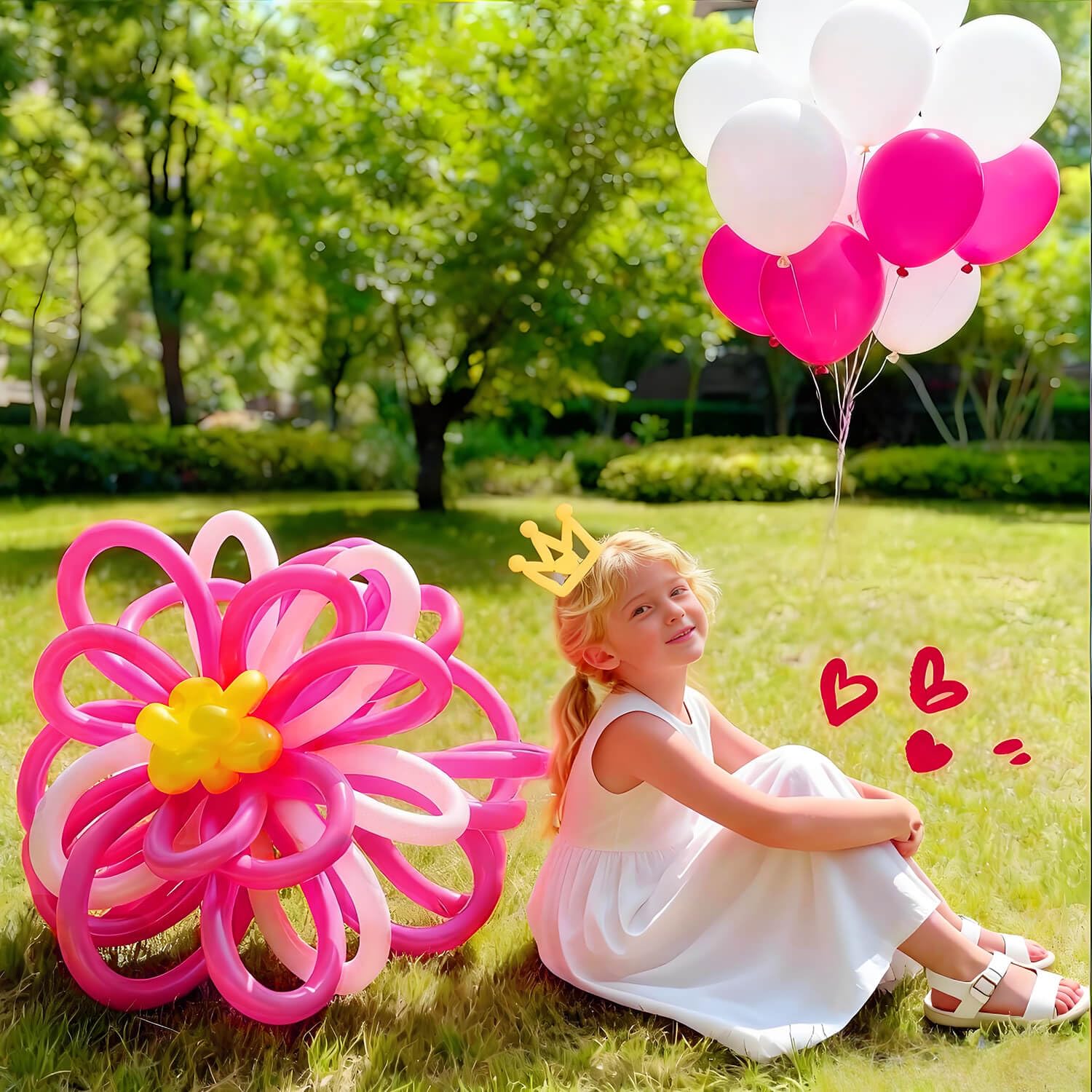 KAWKALSH 260 Hot Pink Long Balloons – 20% Thicker Natural Latex for Garlands & Balloon Animal Twists (100pcs)