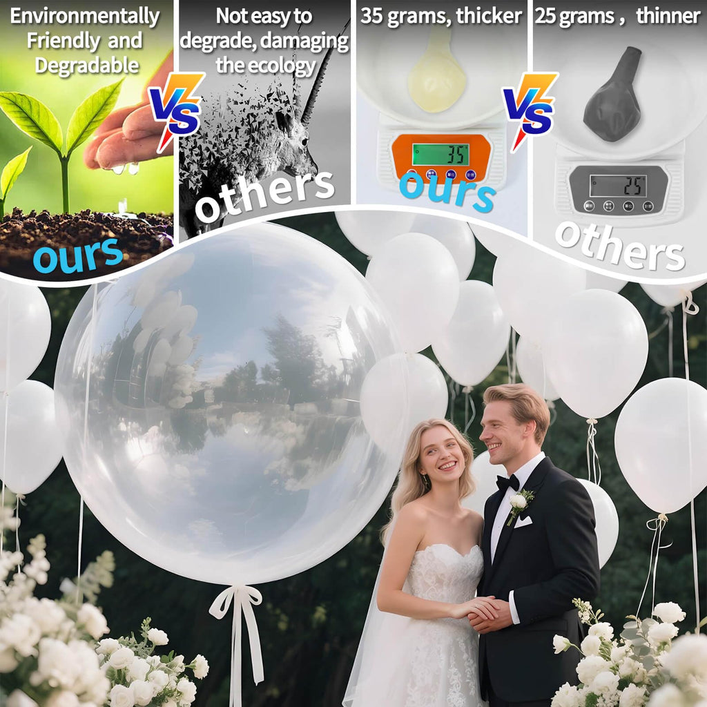 Kawkalsh Clear Balloons – 9x 36-Inch Jumbo Transparent Latex Balloons for Weddings, Birthdays & Events