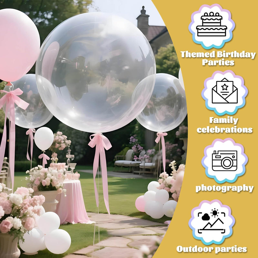 Kawkalsh Clear Balloons – 9x 36-Inch Jumbo Transparent Latex Balloons for Weddings, Birthdays & Events