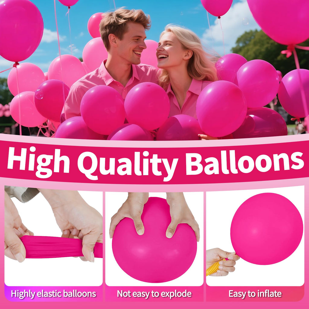 KAWKALSH 200pcs Hot Pink Balloons 5-Inch – Party Decor, Balloon Garland & Arch