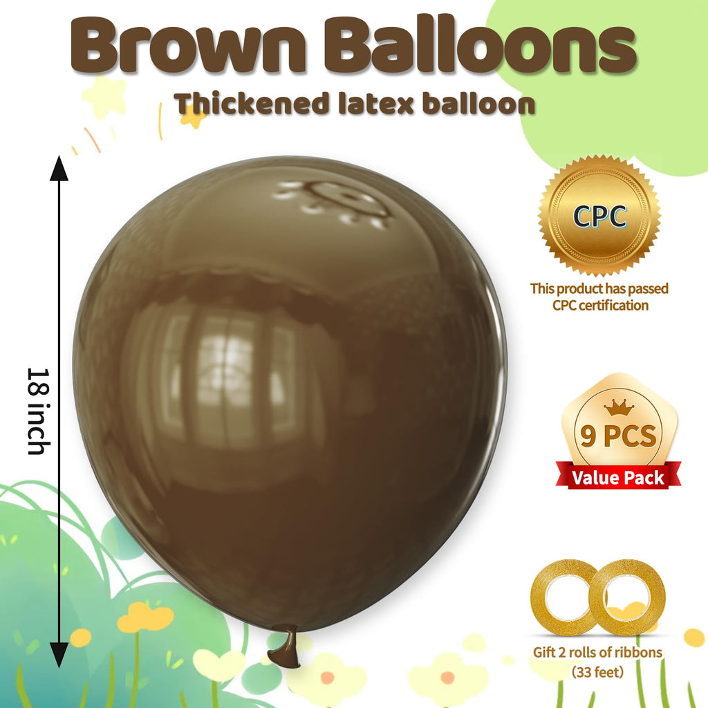 KAWKALSH 18 Inch Brown Latex Balloons | 32 Pack for Rustic Weddings & Earth-Tone Parties