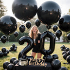 KAWKALSH 36-Inch Matte Black Balloons – 9-Pack Giant Latex for Luxury Events