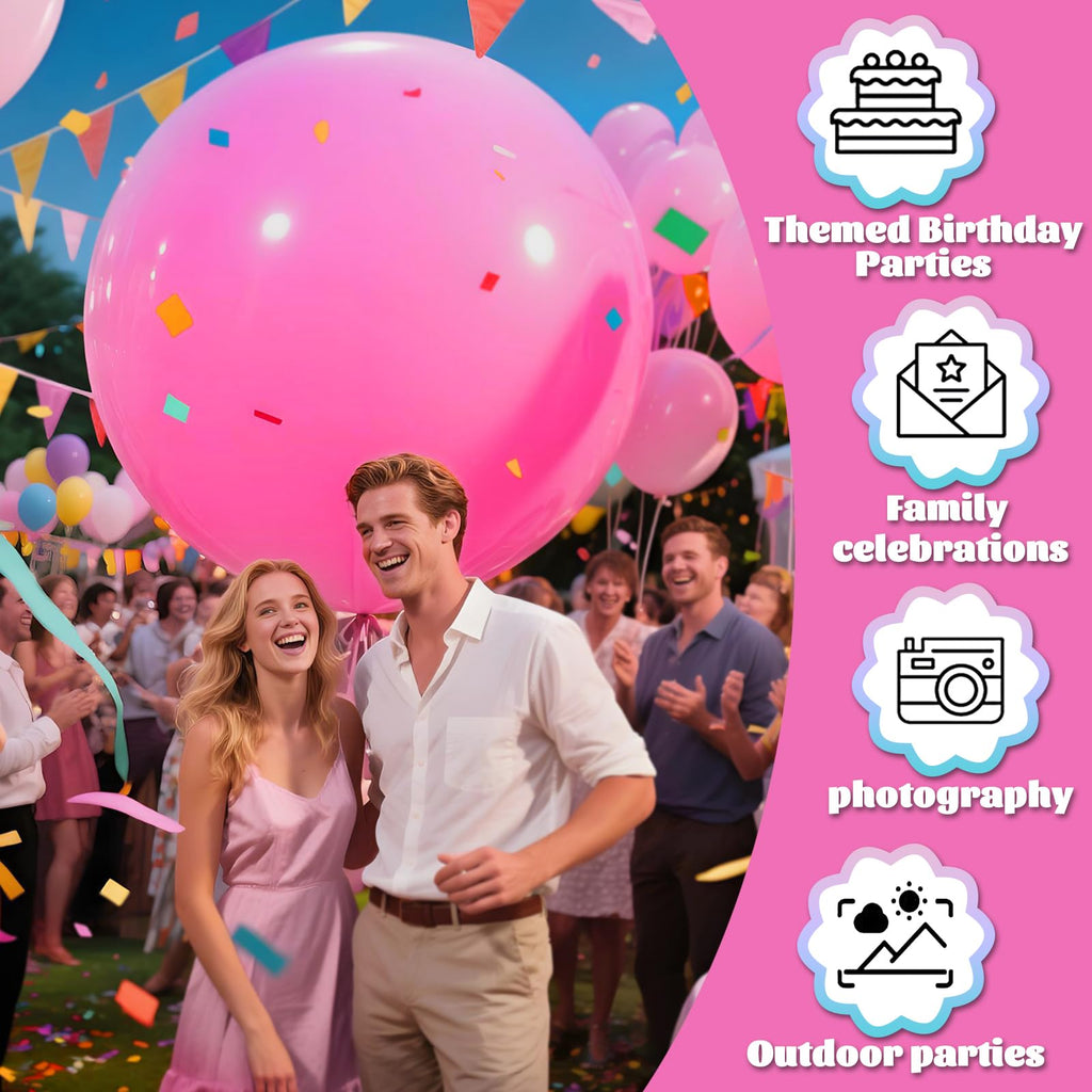 KAWKALSH Pink 36-Inch Giant Matte Balloons – 9-Pack for Baby Shower, Weddings, and Party Decor