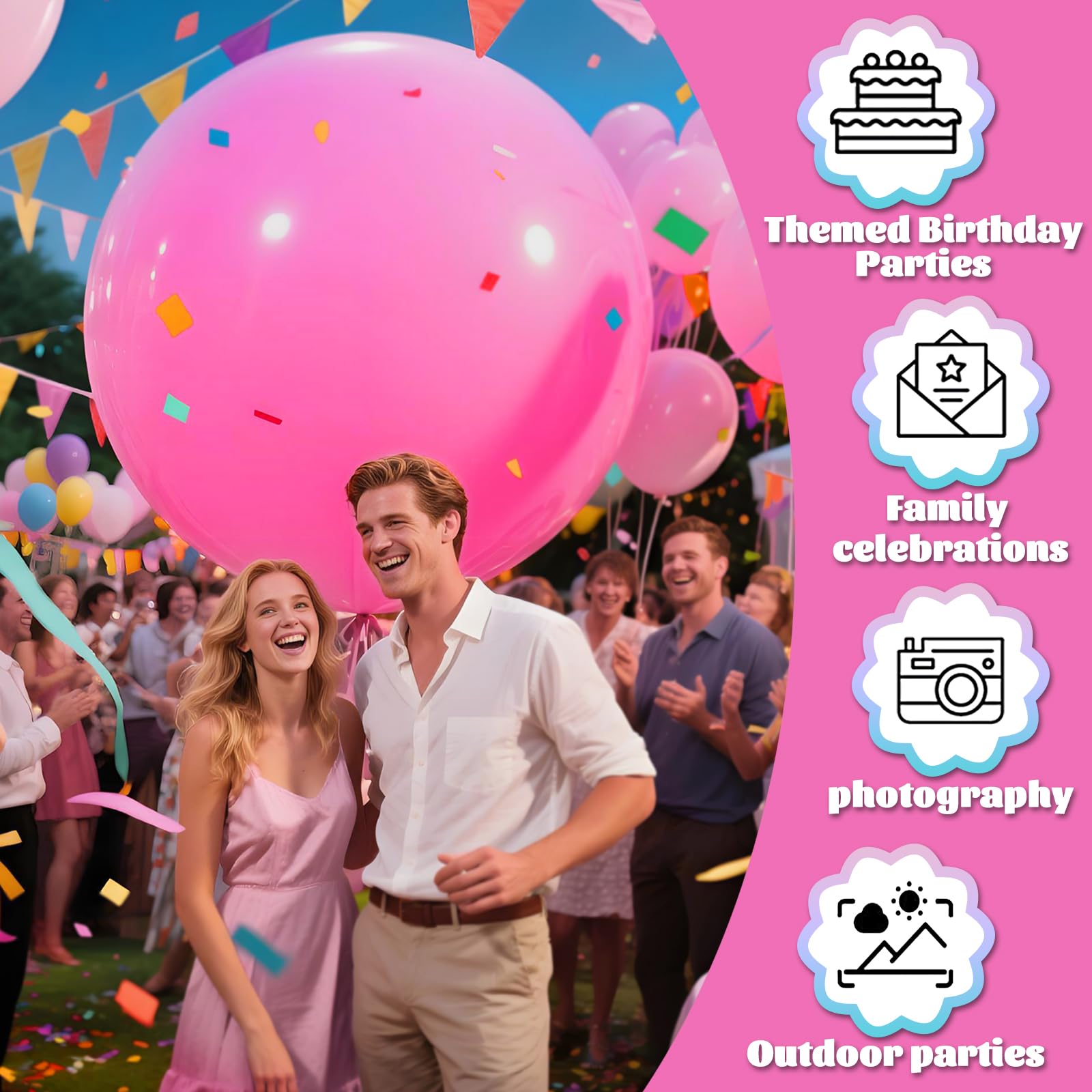 KAWKALSH Pink 36-Inch Giant Matte Balloons – 9-Pack for Baby Shower, Weddings, and Party Decor
