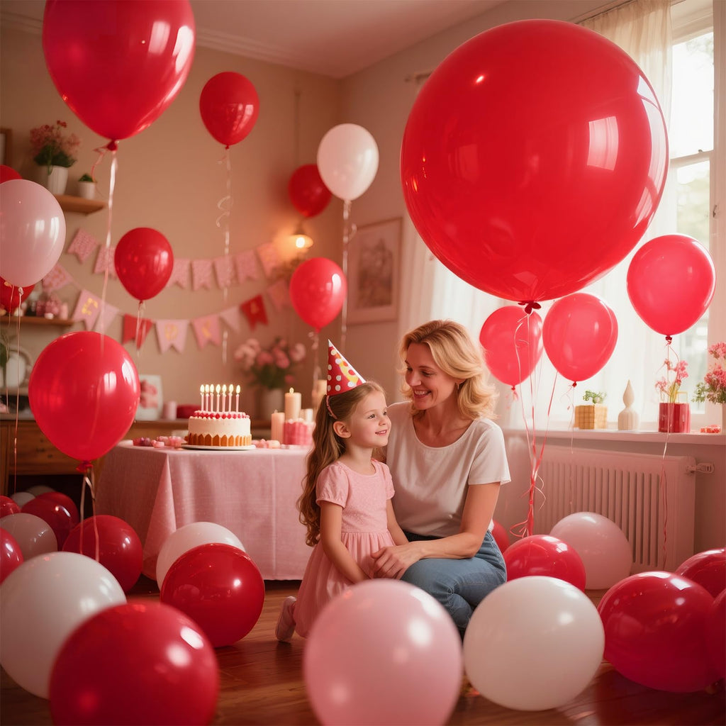 KAWKALSH Red Balloons – 9-Pack, 36-Inch Giant Latex Balloons for Garland, Arch & Party Decor