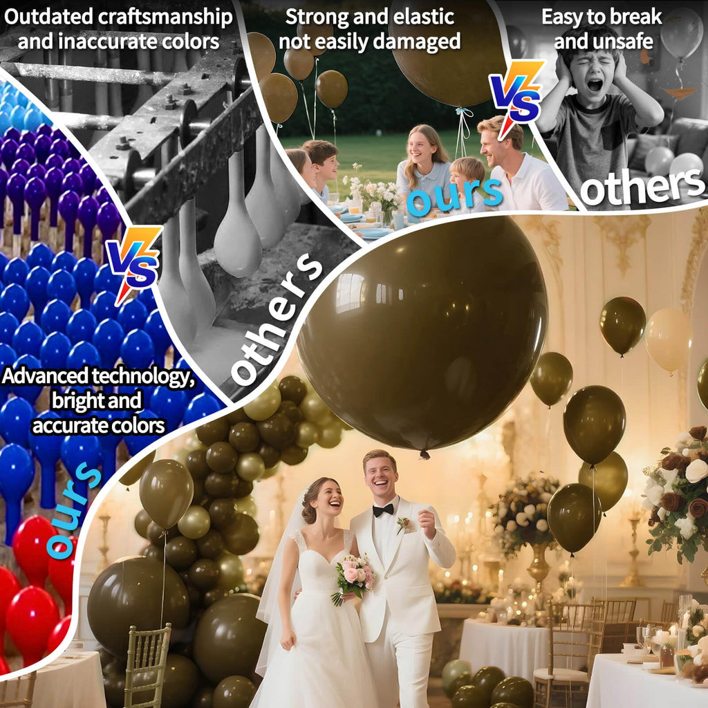 KAWKALSH Brown Balloons – 9-Pack, 36-Inch Matte Latex, Giant Boho Decor for Weddings & Events