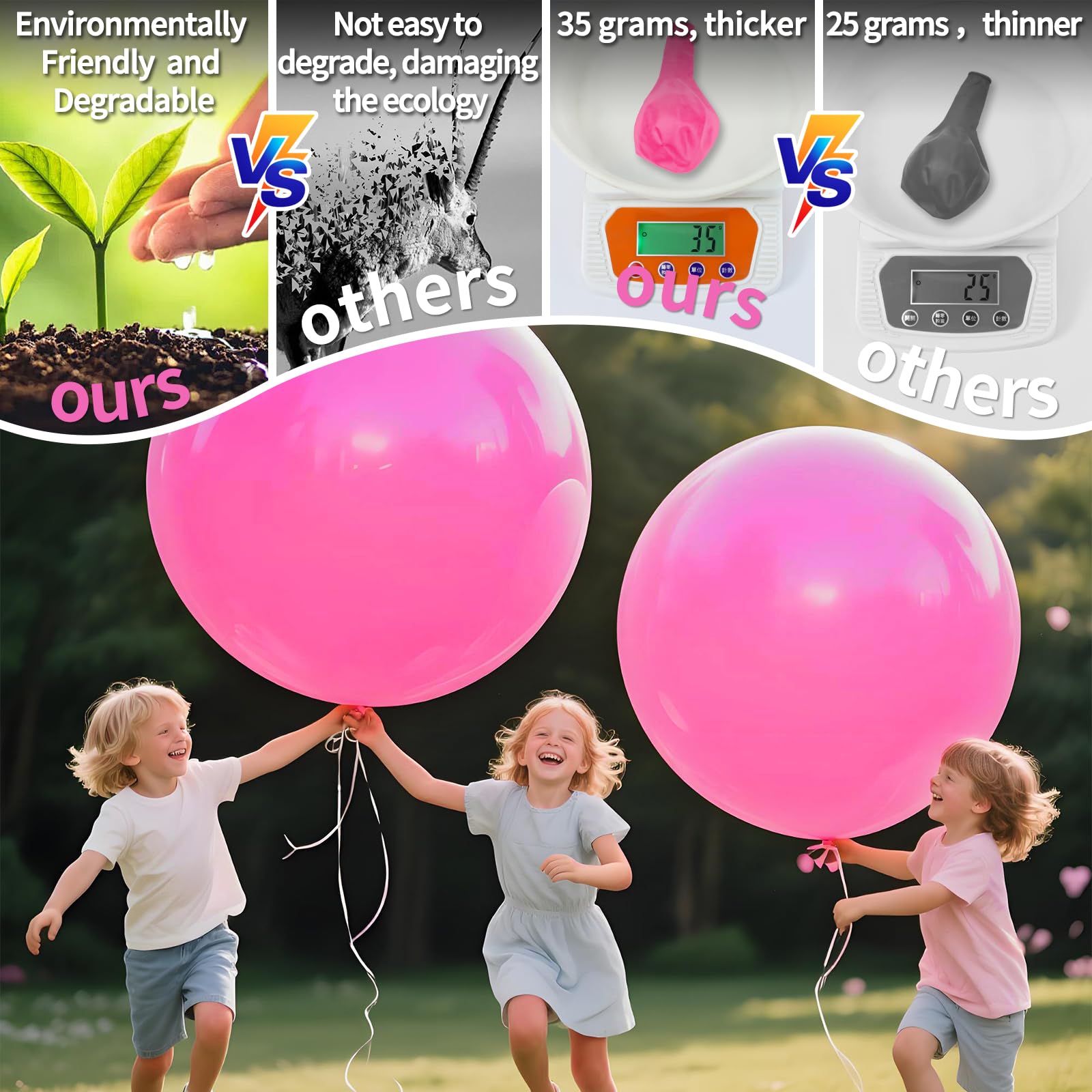 KAWKALSH Pink 36-Inch Giant Matte Balloons – 9-Pack for Baby Shower, Weddings, and Party Decor