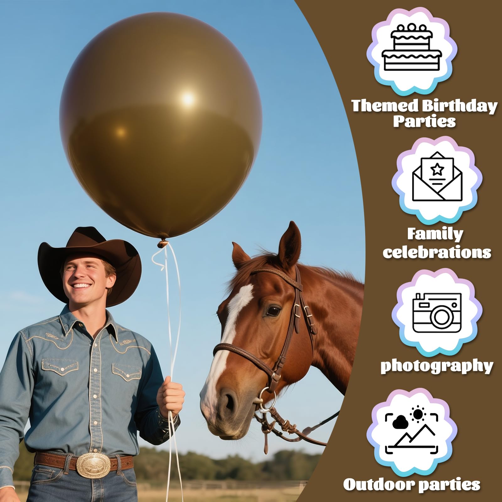 KAWKALSH 18 Inch Brown Latex Balloons | 32 Pack for Rustic Weddings & Earth-Tone Parties