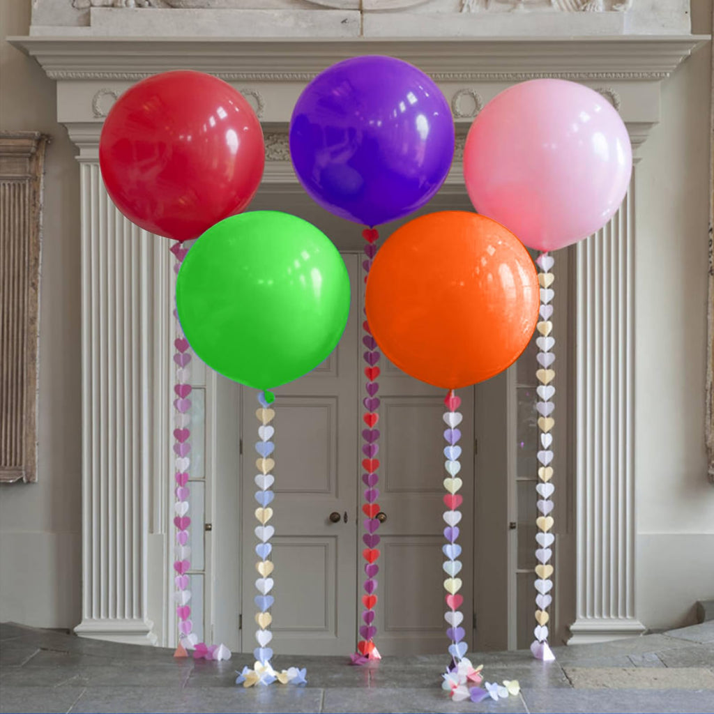 KAWKALSH Assorted Rainbow Giant Balloons 36-Inch | 9-Pack Jumbo Latex Balloons for Parties