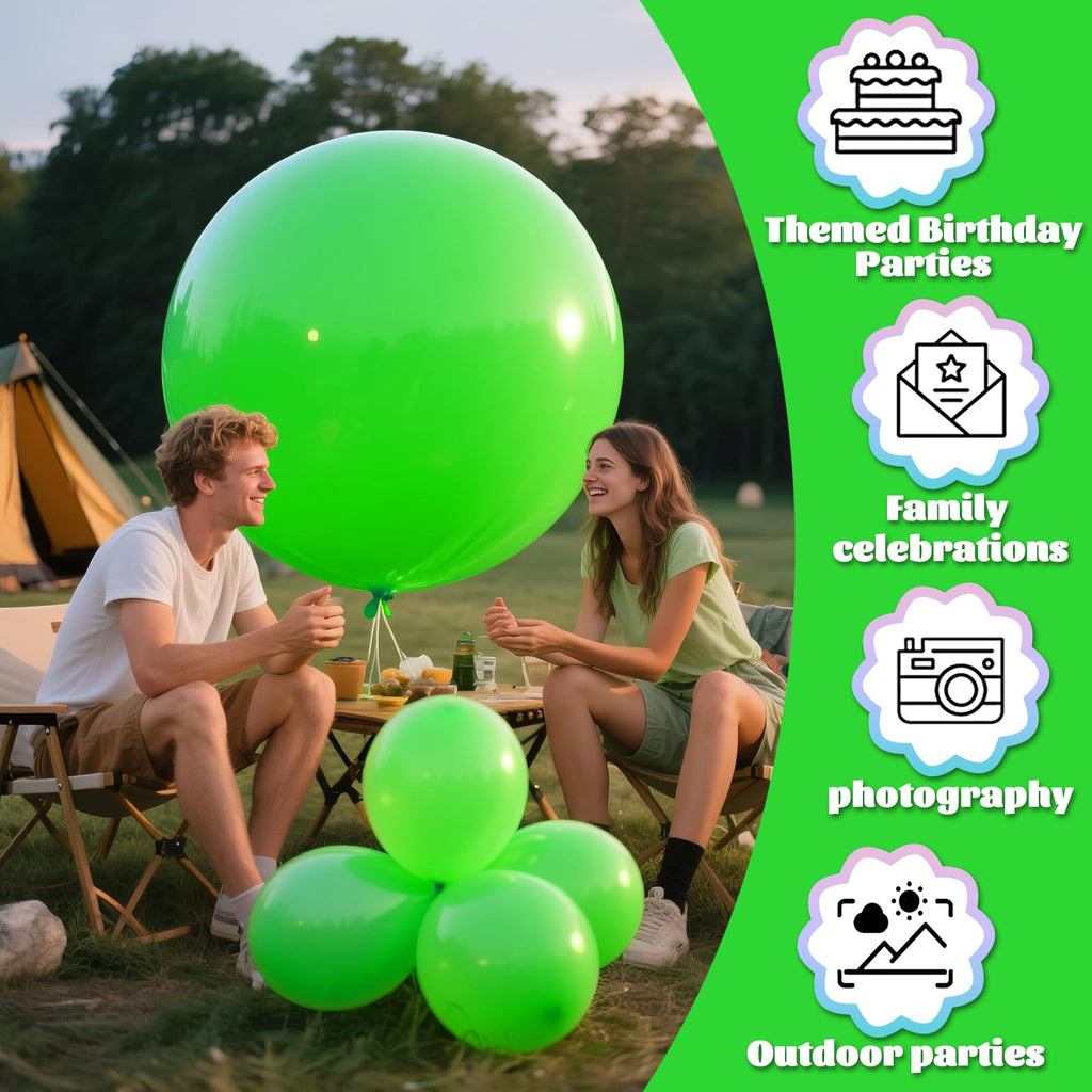KAWKALSH Lime Green Balloons 36in - Extra Large Matte Mint Latex for Celebrations