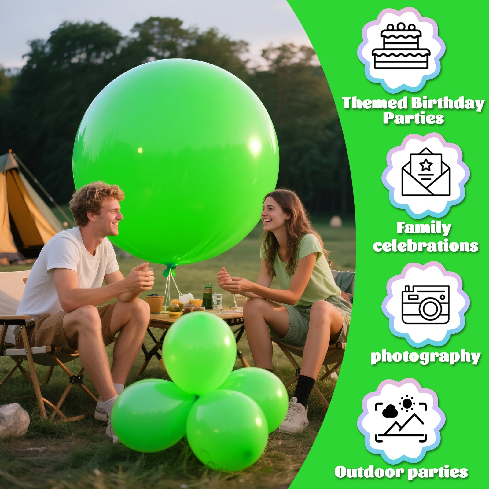 KAWKALSH Lime Green Balloons 36in - Extra Large Matte Mint Latex for Celebrations