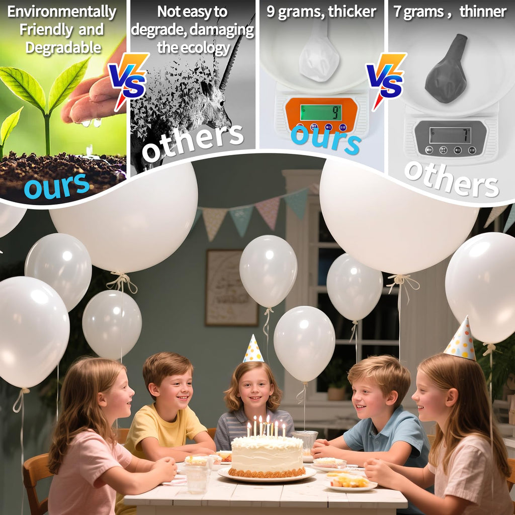 KAWKALSH White Giant Balloons – 32 Pack, 18 Inch | Heavy-Duty Latex for Birthday, Wedding, Baby Shower