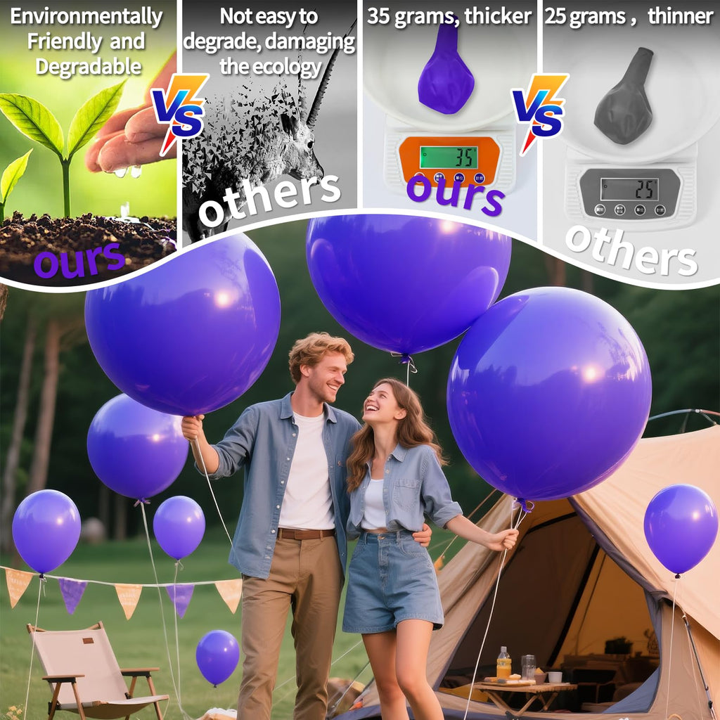 KAWKALSH Purple Big Balloons – 32ct, 18 Inch Giant Latex Balloons for Birthday, Wedding, Baby Shower