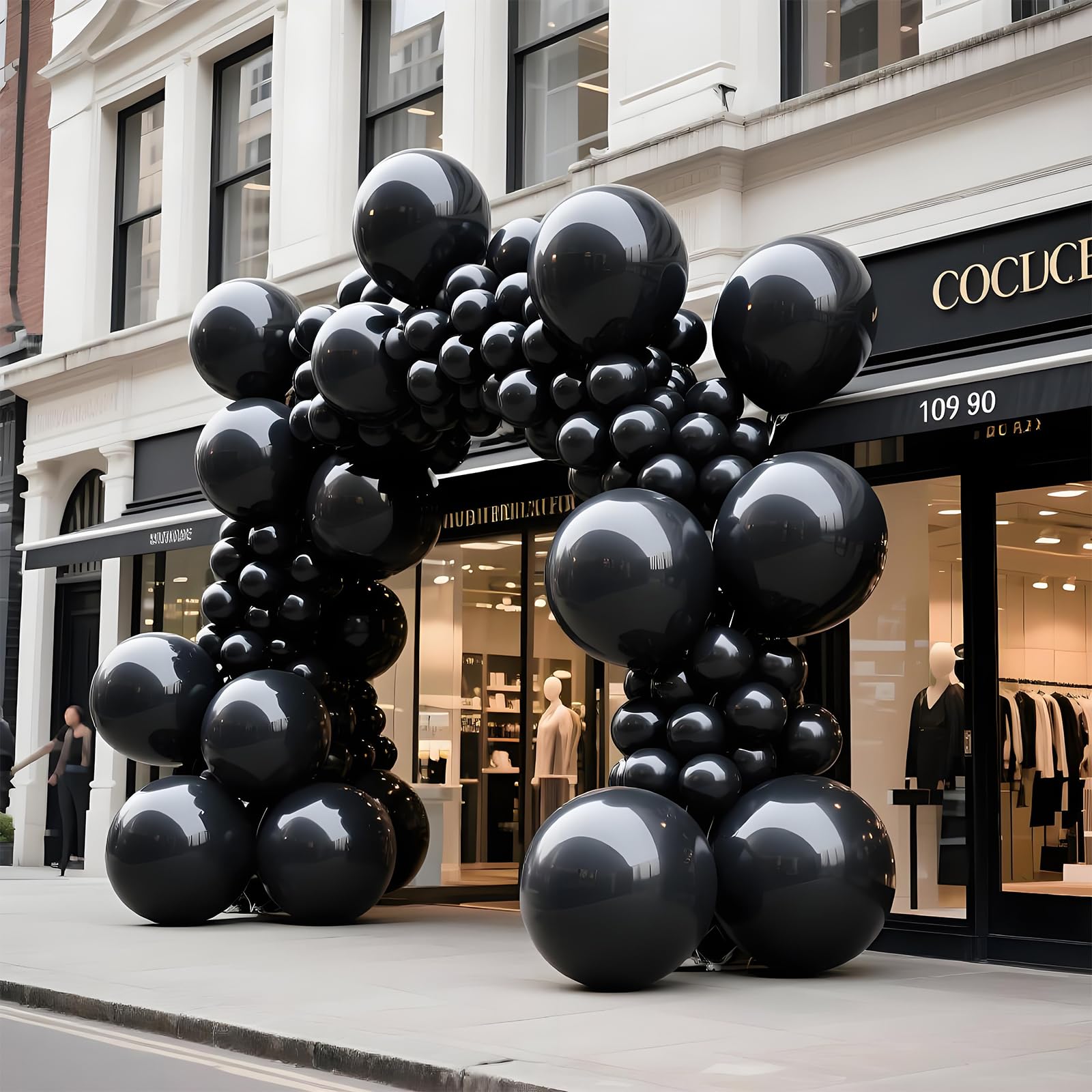 KAWKALSH 36-Inch Matte Black Balloons – 9-Pack Giant Latex for Luxury Events