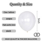 KAWKALSH 200-Pack Clear 5-Inch Latex Balloons for Party Garlands & Arches