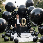 KAWKALSH 36-Inch Matte Black Balloons – 9-Pack Giant Latex for Luxury Events