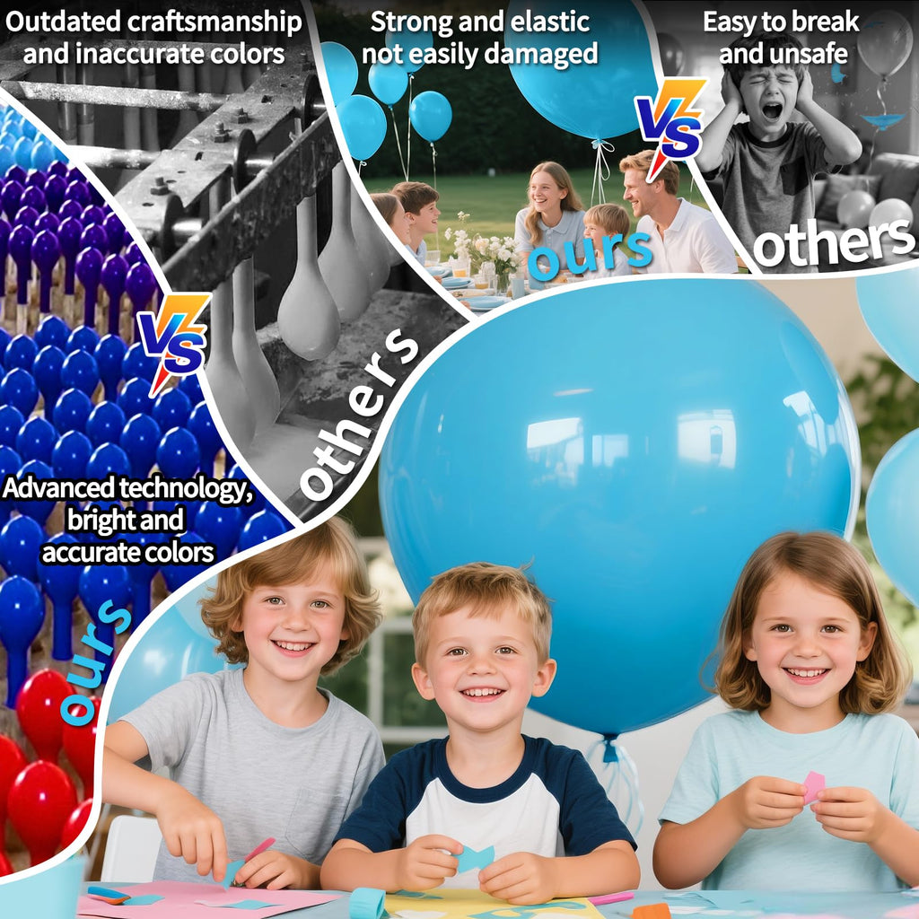 KAWKALSH Light Blue 36-Inch Giant Balloons - 9-Piece Jumbo Sky Aqua Party Decorations