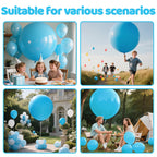 KAWKALSH Light Blue 36-Inch Giant Balloons - 9-Piece Jumbo Sky Aqua Party Decorations