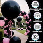 KAWKALSH 36-Inch Matte Black Balloons – 9-Pack Giant Latex for Luxury Events