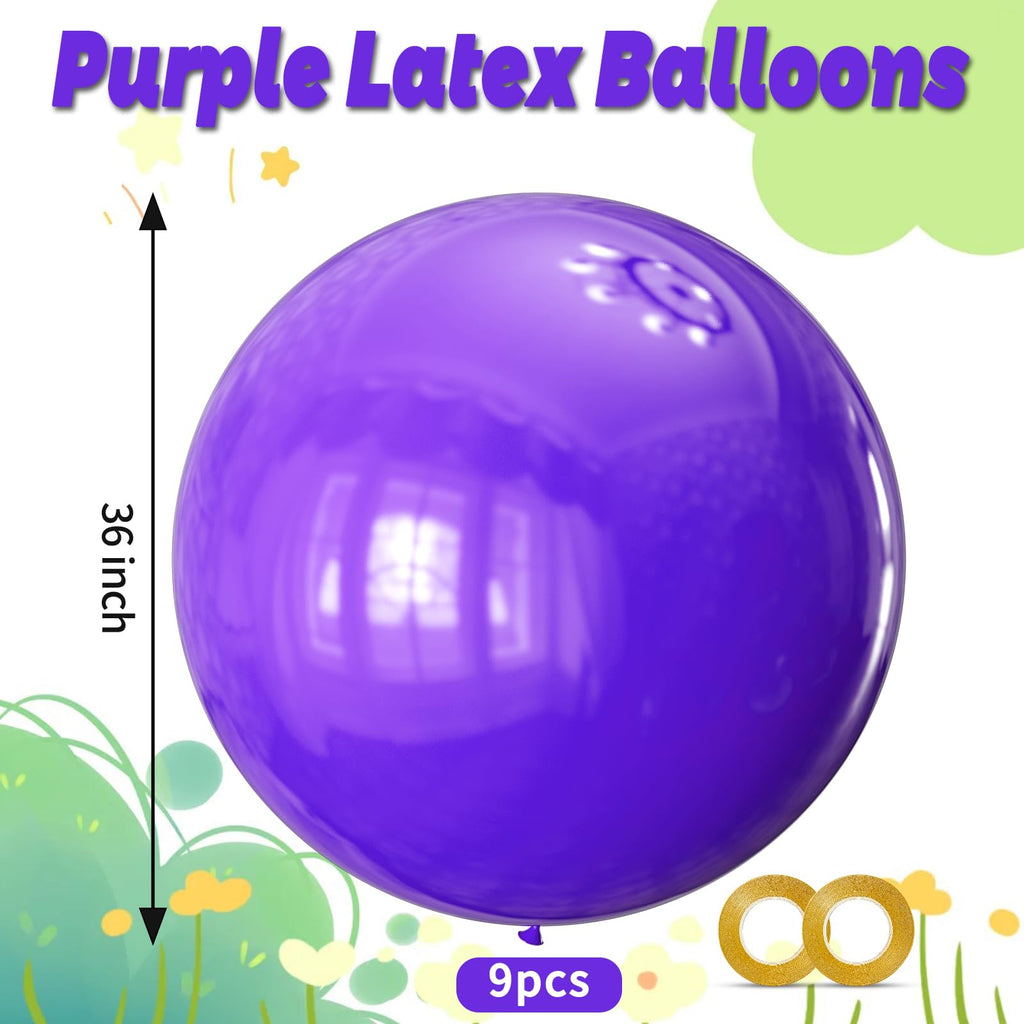KAWKALSH 36-Inch Matte Lavender Purple Balloons - 9-Pack for Arches & Weddings
