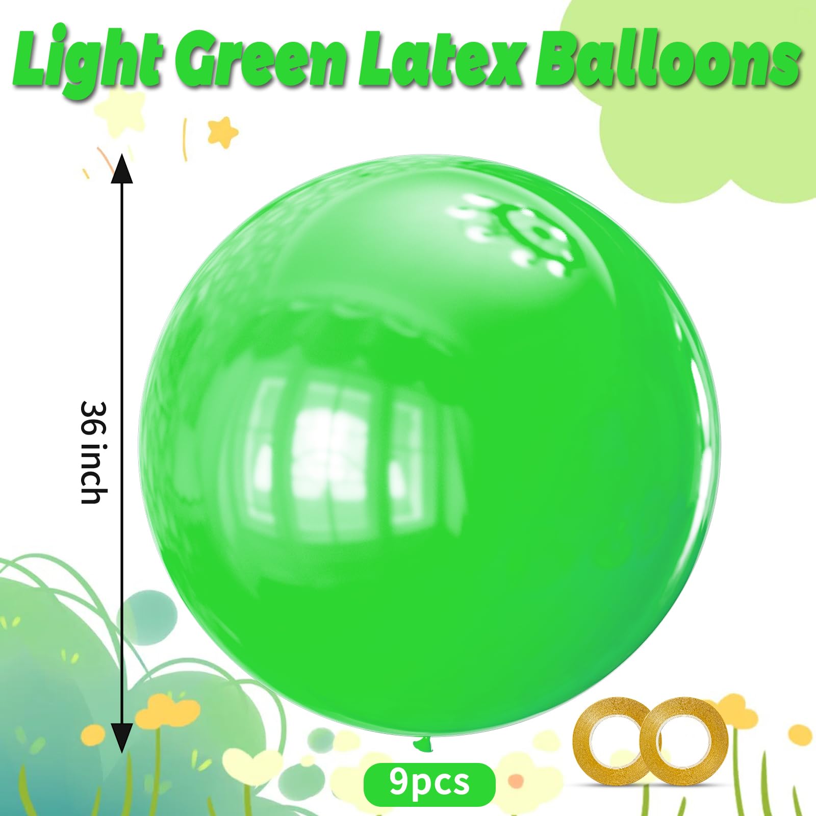 KAWKALSH Lime Green Balloons 36in - Extra Large Matte Mint Latex for Celebrations