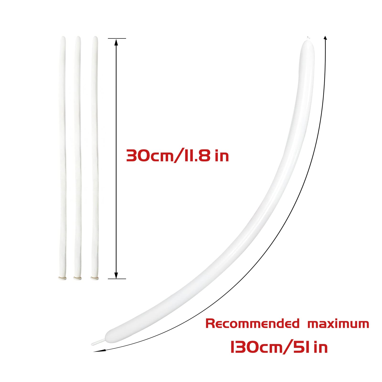 KAWKALSH 260 Balloons White – Thick Latex Twist Balloons for Animal Shapes, 100pcs