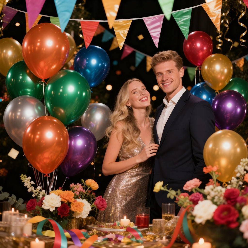 KAWKALSH 110-Pack 12-Inch Metallic Confetti Latex Balloons for Parties