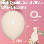 KAWKALSH 200pcs Sand White Balloons 5 Inch – Latex Party Balloons for Arch Garlands