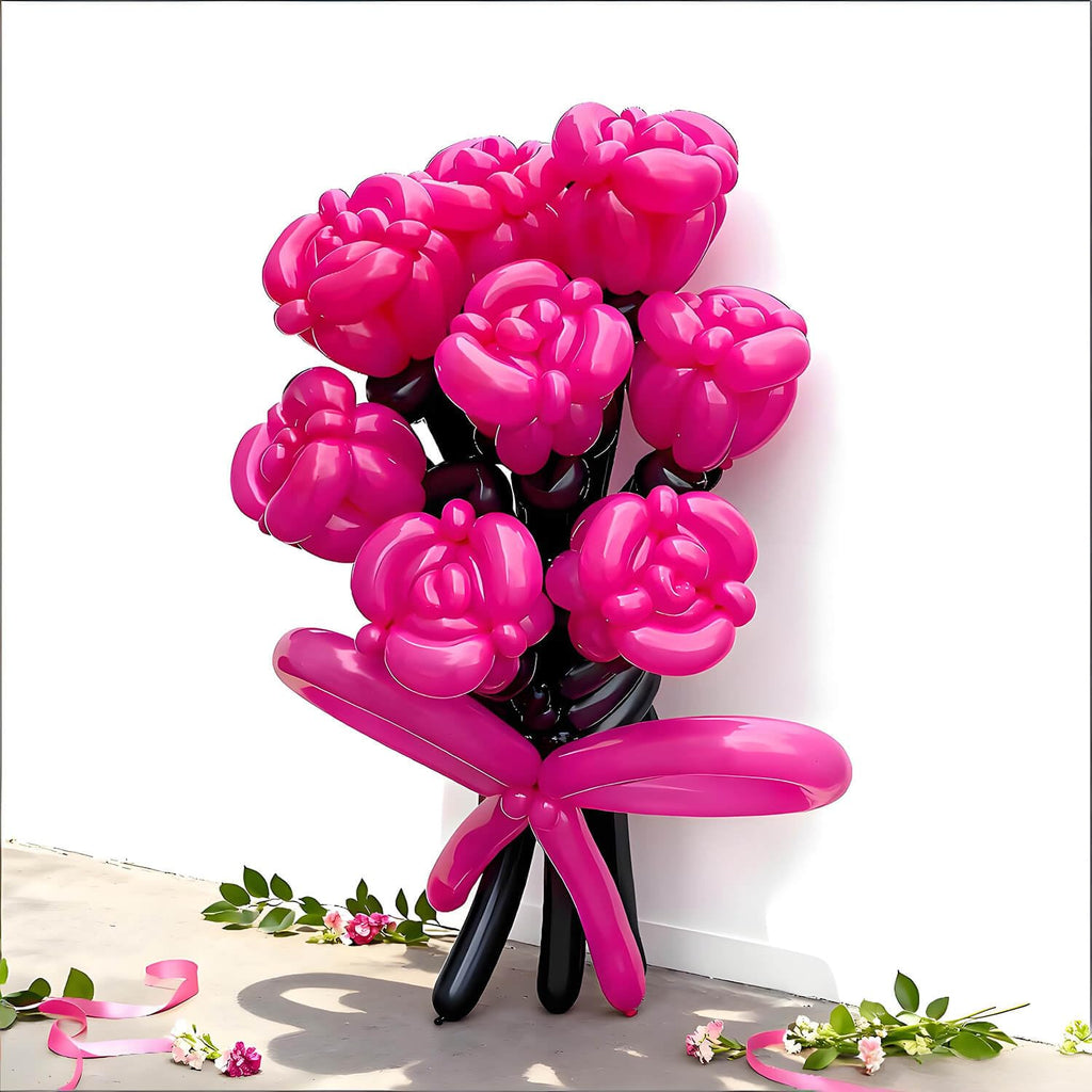 KAWKALSH 260 Hot Pink Long Balloons – 20% Thicker Natural Latex for Garlands & Balloon Animal Twists (100pcs)