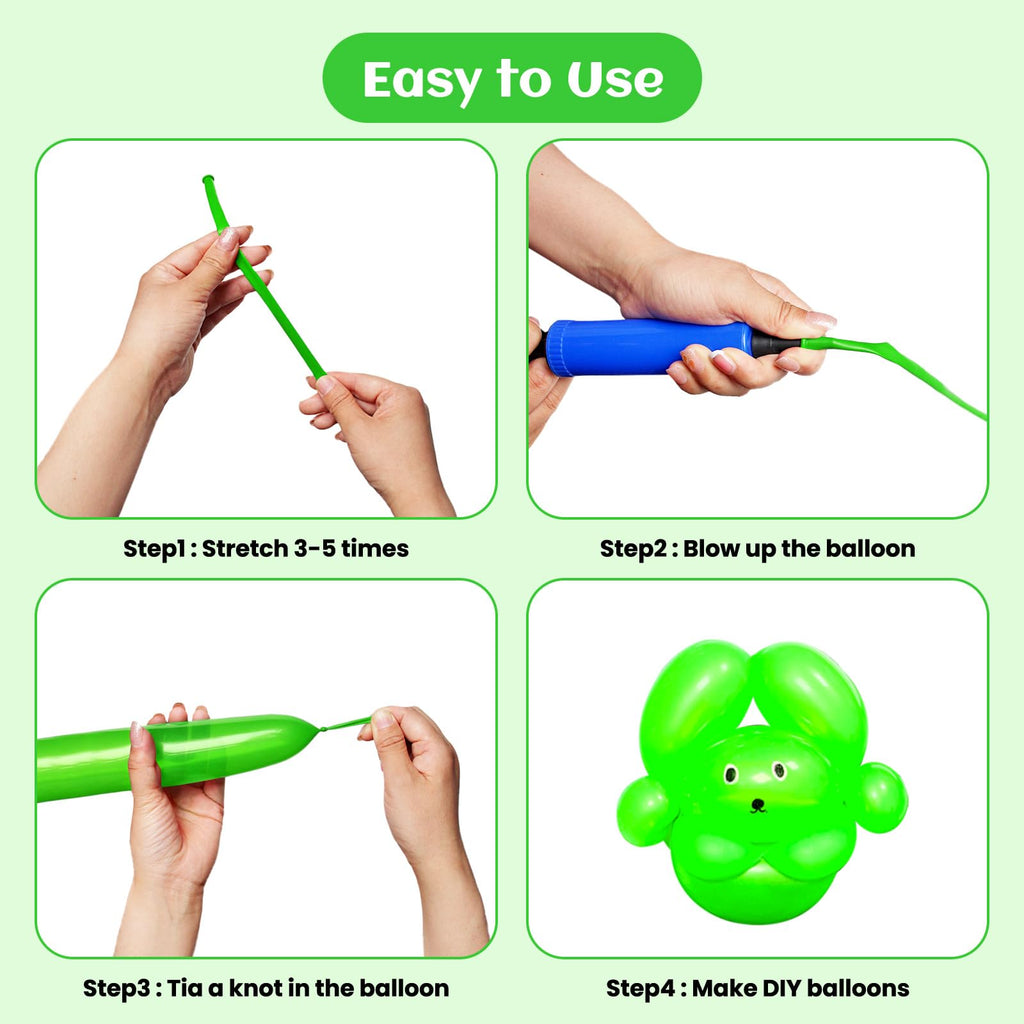 KAWKALSH 260 Long Balloons – 100pcs Premium Thick Skinny Latex for Animal Twists & Party Decor