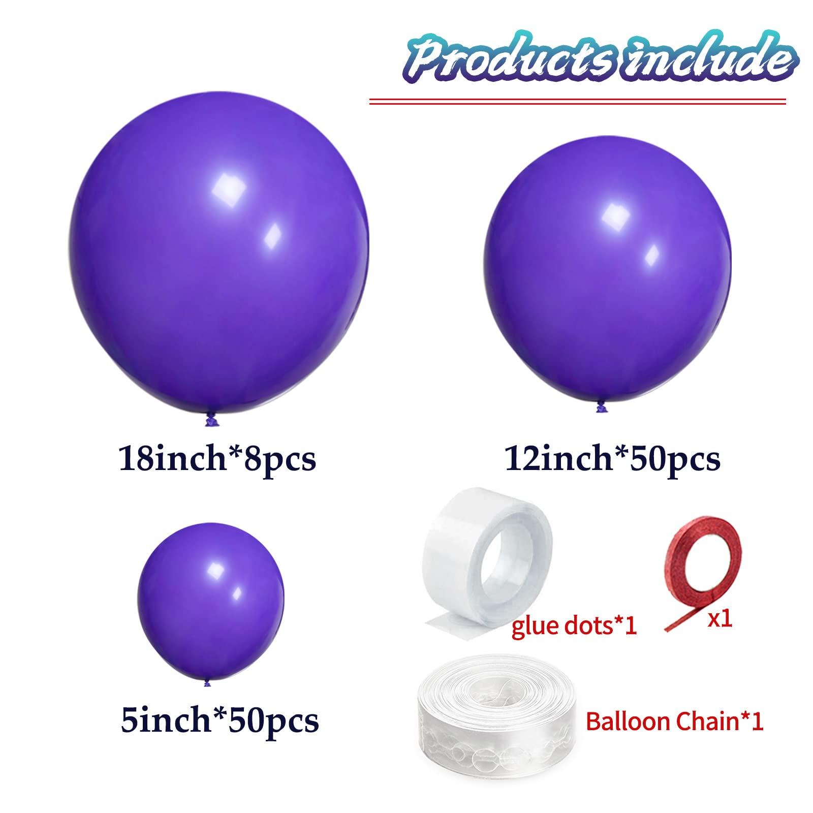 KAWKALSH Purple Balloon Arch Kit 111Pcs – 18/12/5 Inch Latex Balloons for Parties