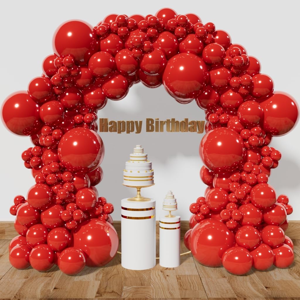 KAWKALSH Red Balloon Arch Kit 111Pcs – 18/12/5 Inch Latex Balloons for Birthday, Graduation & Party Decor