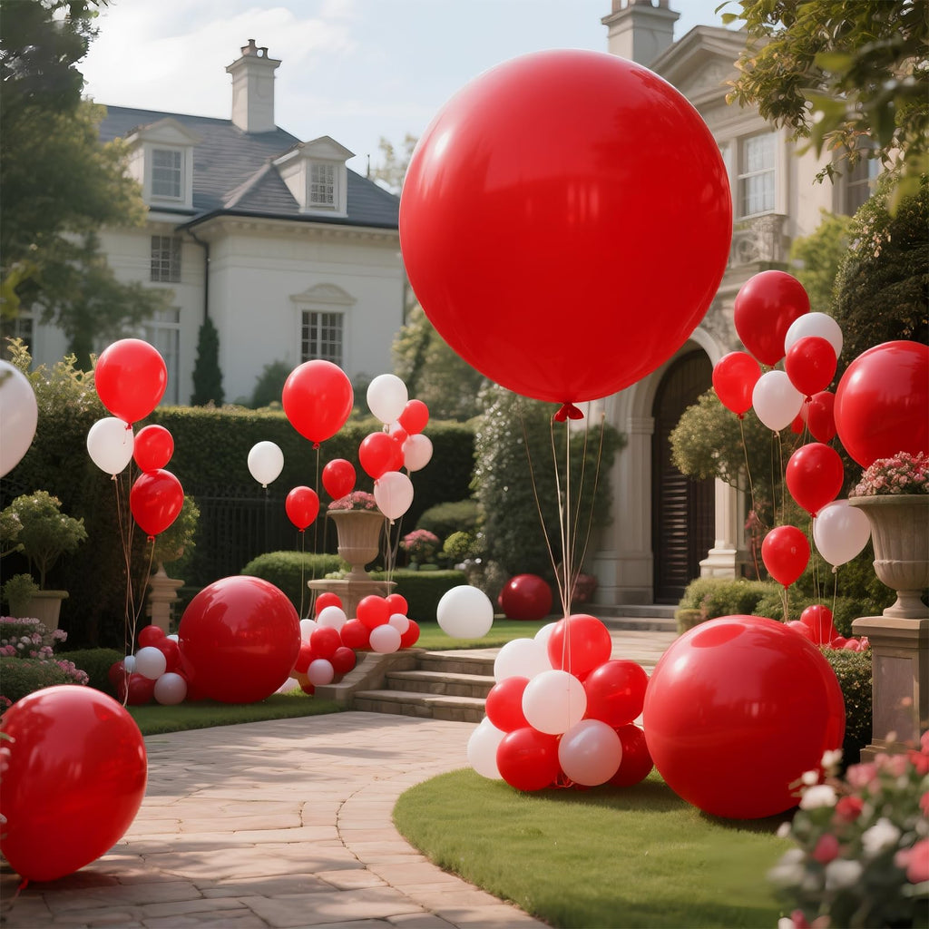 KAWKALSH Red Balloons – 9-Pack, 36-Inch Giant Latex Balloons for Garland, Arch & Party Decor