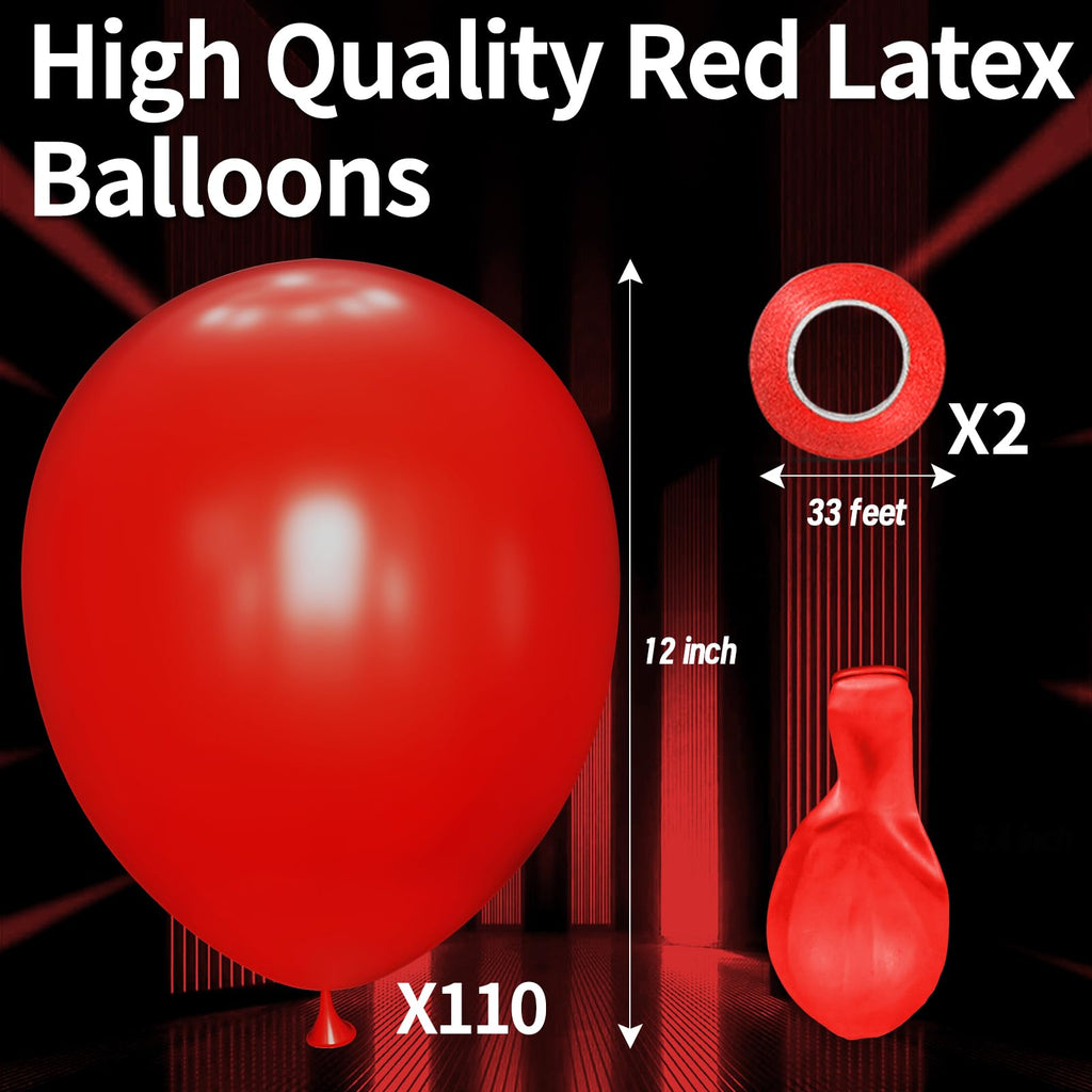 KAWKALSH Red Balloon 110pcs | Thickened 12\" Latex Balloons for Graduation, Wedding, and Holiday Decor