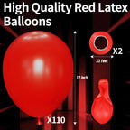 KAWKALSH Red Balloon 110pcs | Thickened 12\" Latex Balloons for Graduation, Wedding, and Holiday Decor