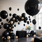 KAWKALSH 36-Inch Matte Black Balloons – 9-Pack Giant Latex for Luxury Events