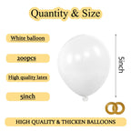 KAWKALSH 200pcs White 5-Inch Balloons – Mini Latex Party Decor for Birthdays & Showers