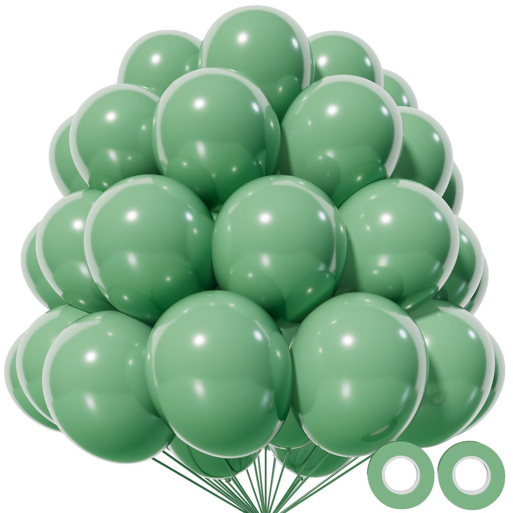 KAWKALSH Sage Green 12-Inch Latex Balloons | 110-Count Bulk Pack for Weddings, Baby Showers & Events