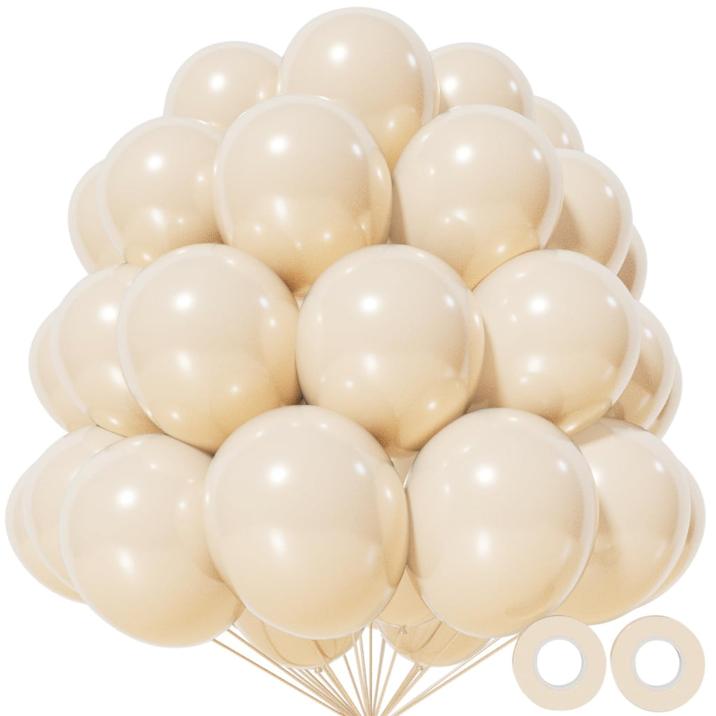 KAWKALSH Sand White Balloons 12in - 110ct Latex for Weddings & Events