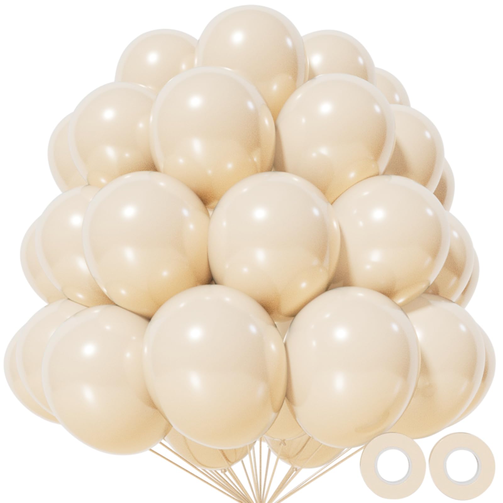KAWKALSH Sand White Balloons 12in - 110ct Latex for Weddings & Events