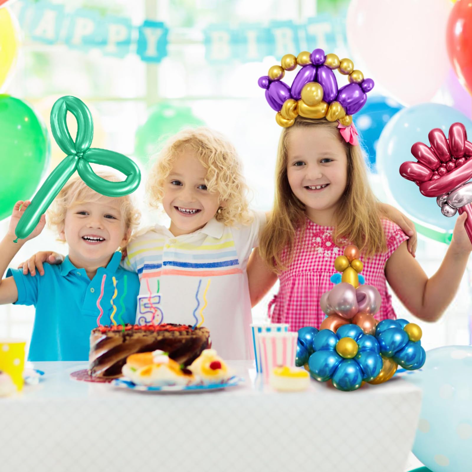 KAWKALSH 260 Metallic Multi Long Balloons – 100pcs Thick Latex for Garlands & Animal Twists