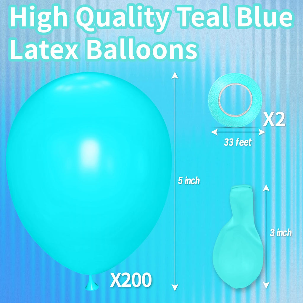 KAWKALSH 200pcs Teal Blue Balloons 5 Inch – Mini Latex Party Balloons for Arch Garlands, Birthday, Baby Shower & Wedding