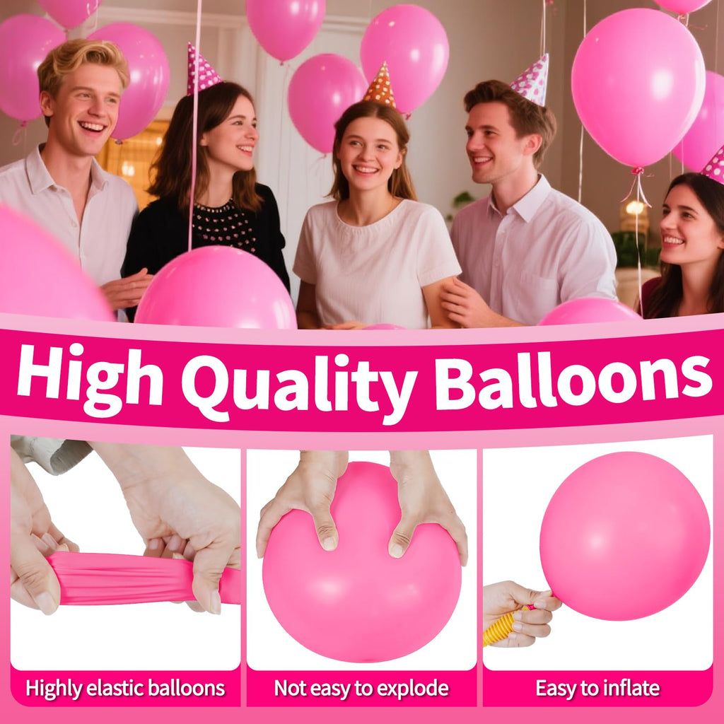 KAWKALSH Pink Balloons 110pcs – 12in Thickened Latex for Parties