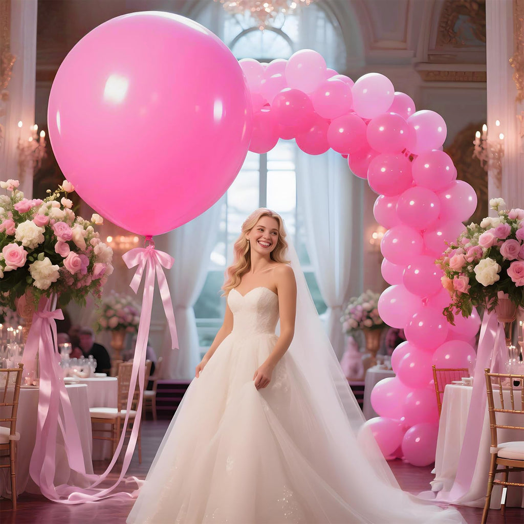 KAWKALSH Pink 36-Inch Giant Matte Balloons – 9-Pack for Baby Shower, Weddings, and Party Decor