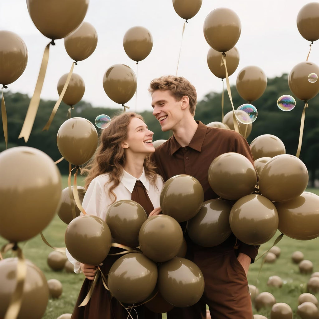 KAWKALSH 200pcs Brown 5-Inch Latex Balloons for Party Garlands and Arch Decorations