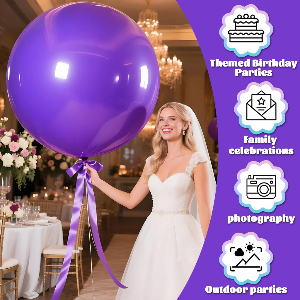 KAWKALSH 36-Inch Matte Lavender Purple Balloons - 9-Pack for Arches & Weddings