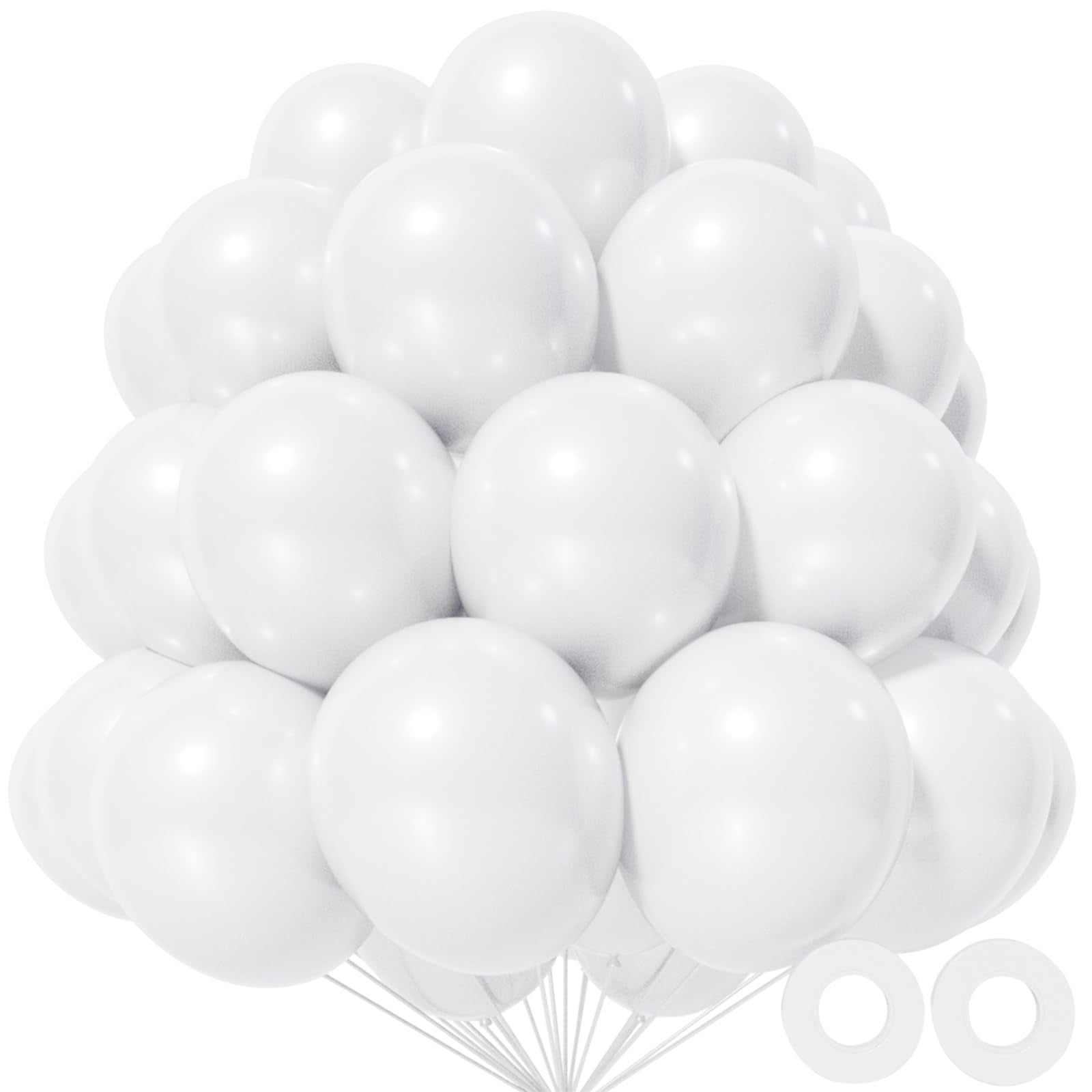 KAWKALSH White Balloon 110pcs – 12-Inch Thickened Latex Balloons for Weddings & Parties